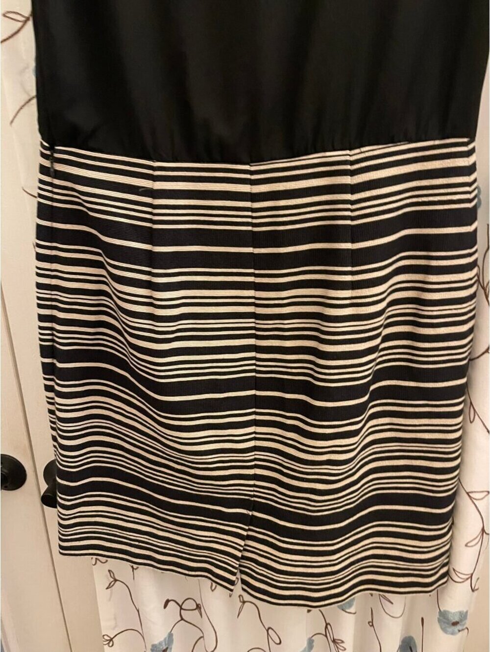New With Tags | LOFT | 12 | Ann Taylor Black ruffle neck striped sheath dress - Picture 8 of 9